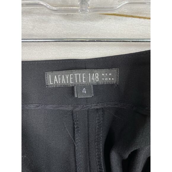 Lafayette 148 New York Wool Pants Sz 4 Black Straight Stretch Lightweight - Picture 9 of 11